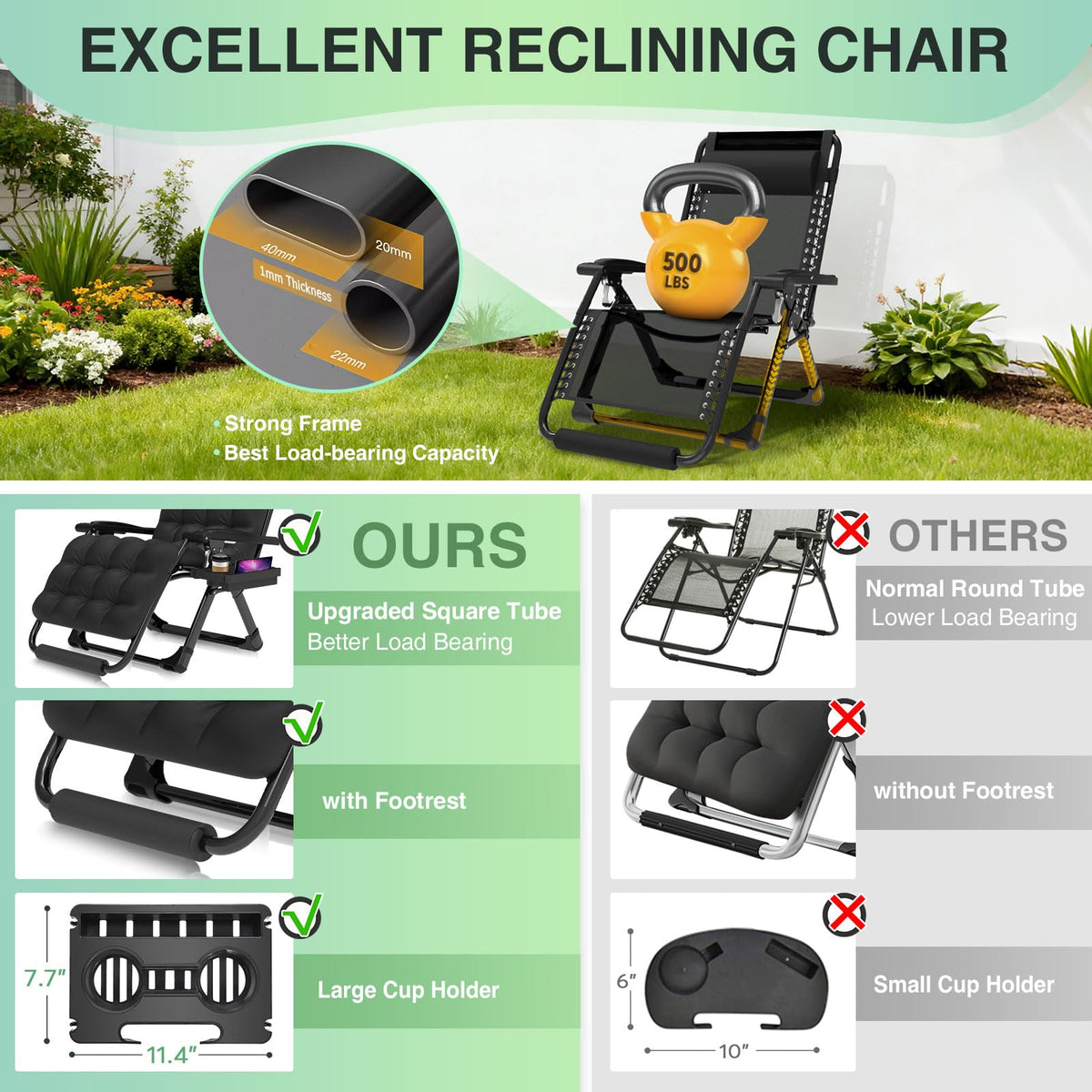 Integrated footrest on the Suteck recliner enhances leg comfort and elevation.