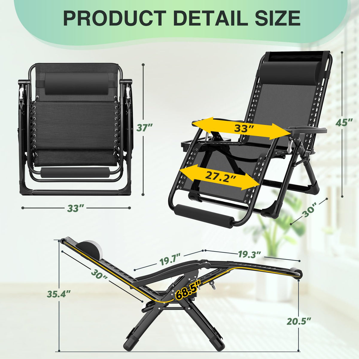 Suteck chair side relaxed view highlighting ergonomic support and recline range for comfort anywhere.