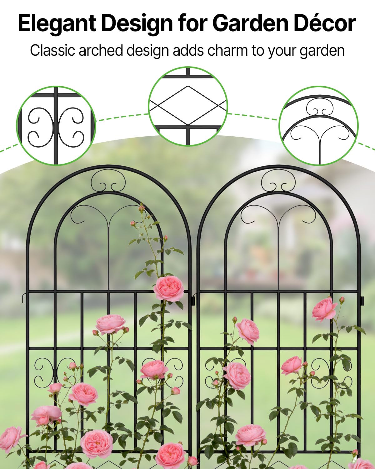 Suteck Powder-coated iron resists rust in outdoor settings.