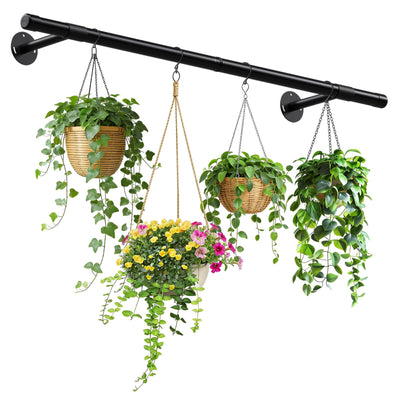 SUTINE plant hanging rod 47-inch length in black metal provides sturdy support for heavy planters.
