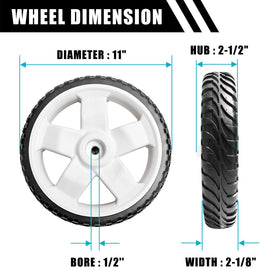 Sutmorly 11-inch rear wheel mounted on Toro 20339 for easy swap.