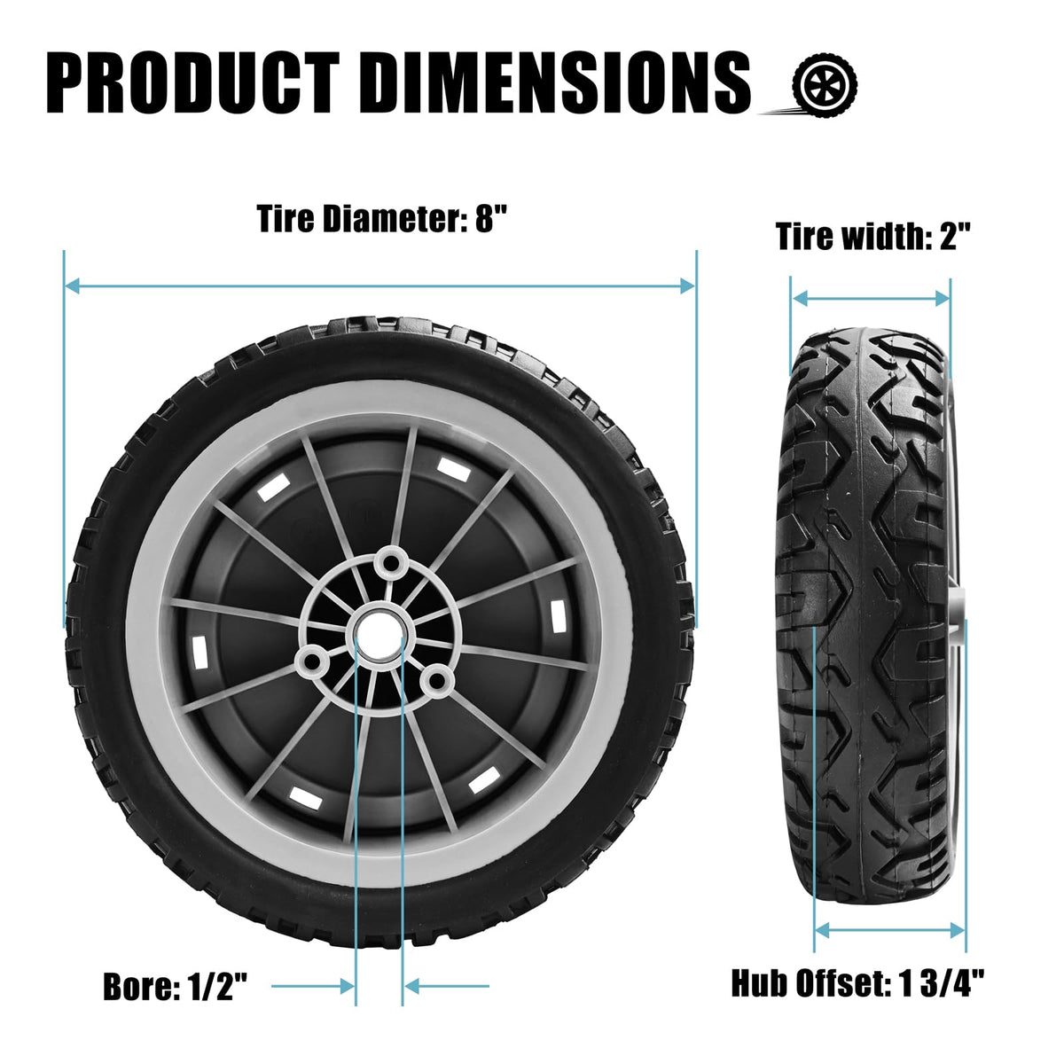 Sutmorly 8-inch front wheel for Toro replacement enhances traction on damp grass
