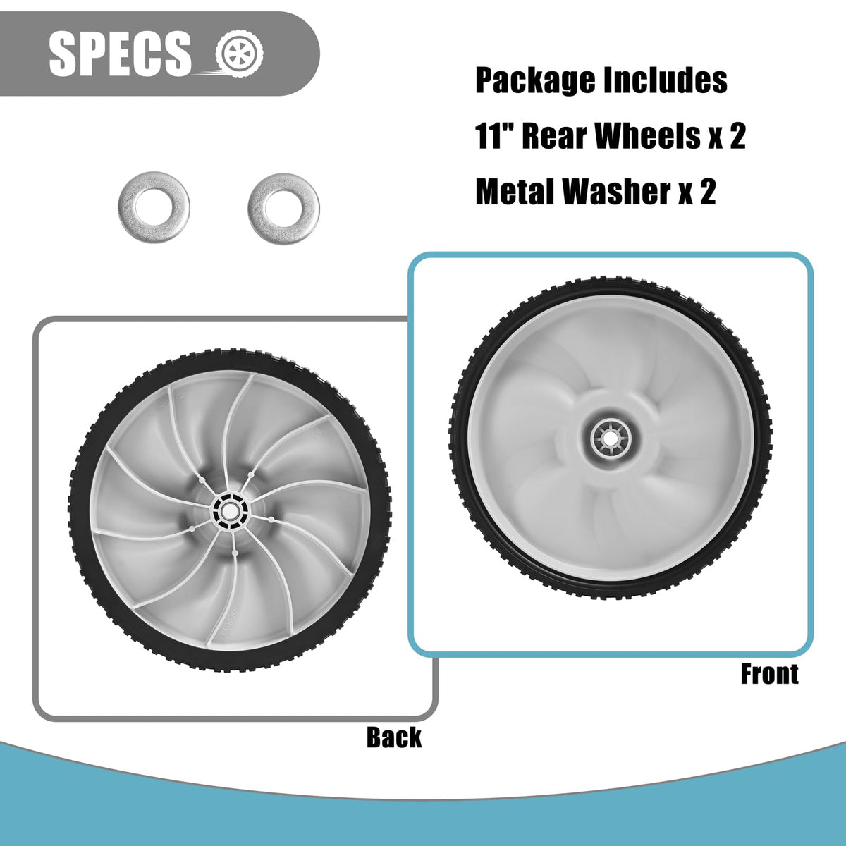 Sutmorly back wheels pack provides balanced stability for even cutting.