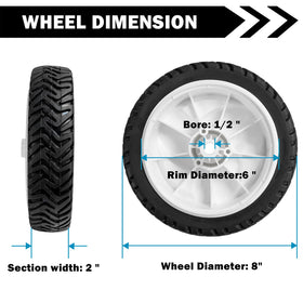 Front wheel assembly for Toro mower, 8 inches, easy bolt-on installation.