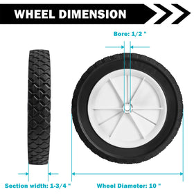 Sutmorly mower wheels 10inch ribbed tread front view showing grip and design