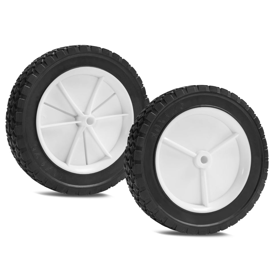 Sutmorly mower wheels 10inch ribbed tread side view for stable traction on uneven terrain