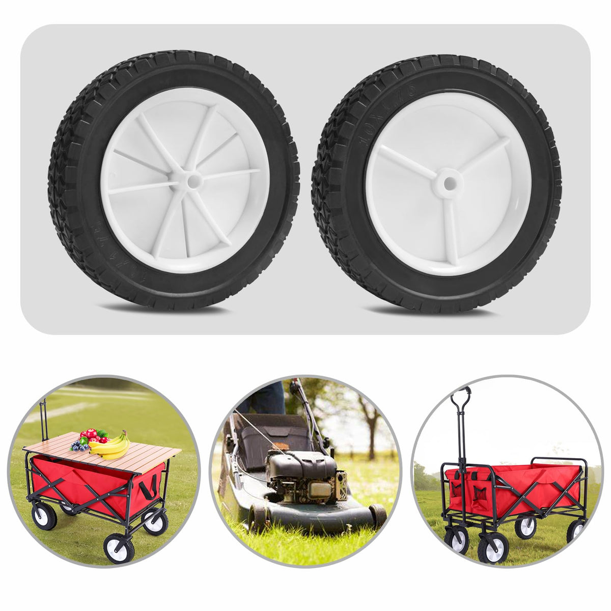 Sutmorly wheels installed on a lawnmower for stable movement across lawn