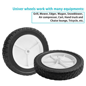 Sutmorly two-pack mower wheels ready for replacement and maintenance