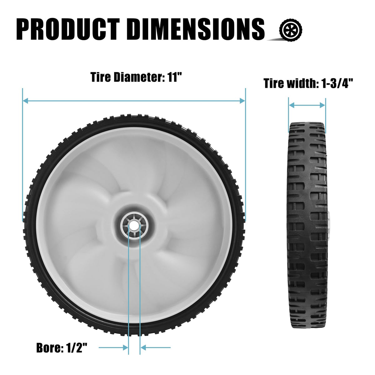 Sutmorly puncture-resistant wheel tire for durable mowing sessions.
