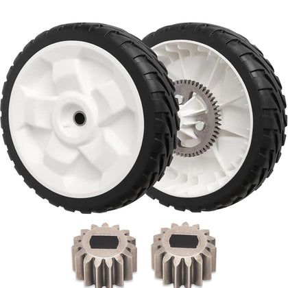 Sutmorly rear drive wheel for Toro 22in mower with durable metal gear.