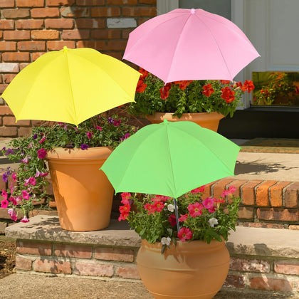 SUTROMA plant umbrella assembly for quick setup in a garden bed.