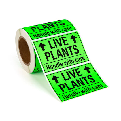 Sutter Signs live plants stickers roll in bold green for clear handling guidance during shipping.