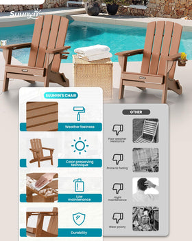 SUUNYN Adirondack chair with wine goblet holder for relaxed evenings outdoors