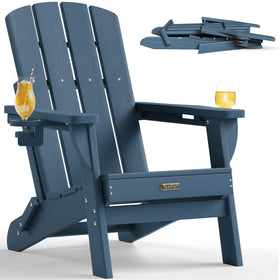 SUUNYN folding Adirondack chair with new blue finish for compact outdoor seating