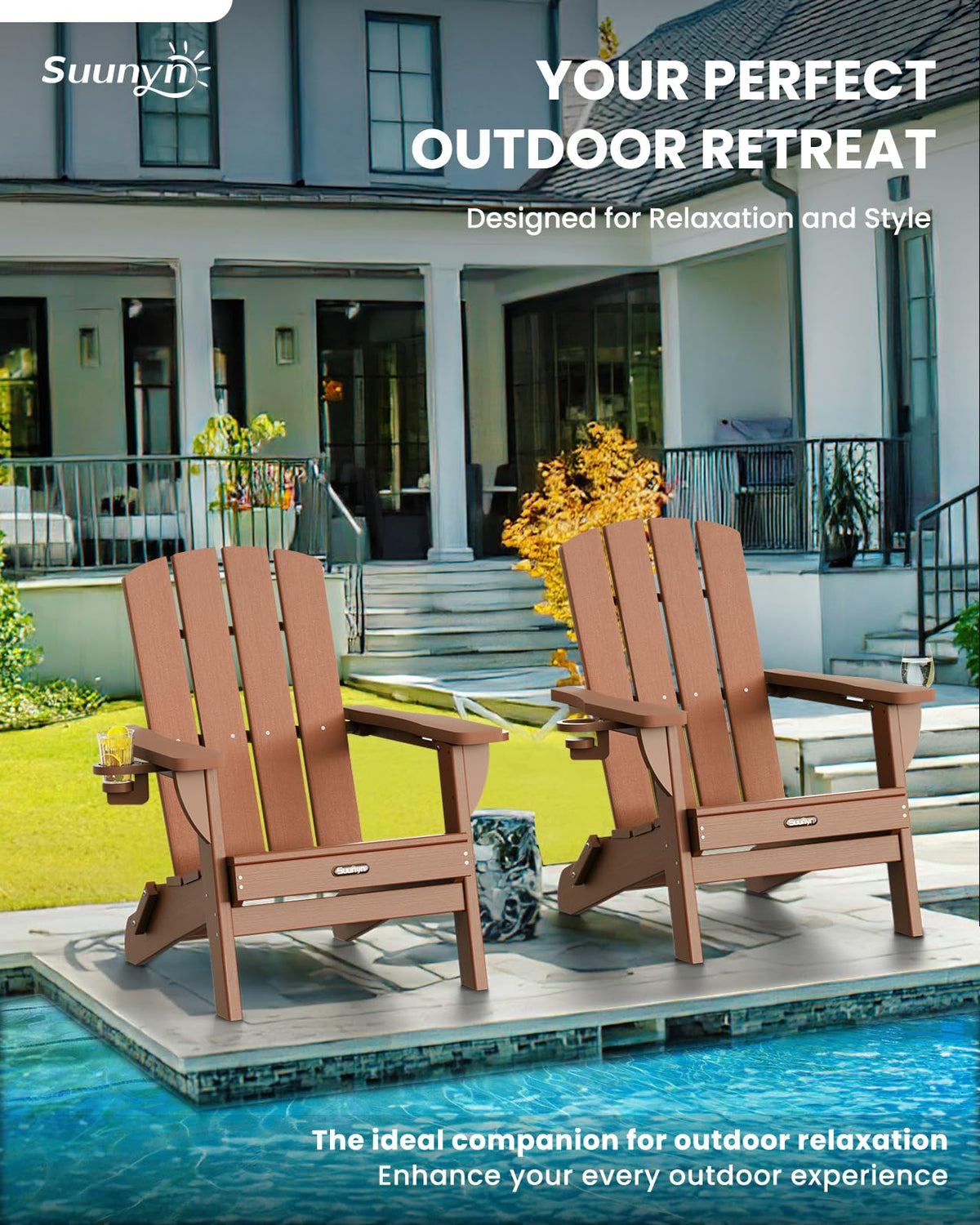 SUUNYN HDPE all-weather chair close-up showing fade-resistant color