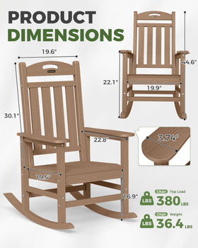 SUUNYN HDPE all-weather rocker cleans easily with soap and water.