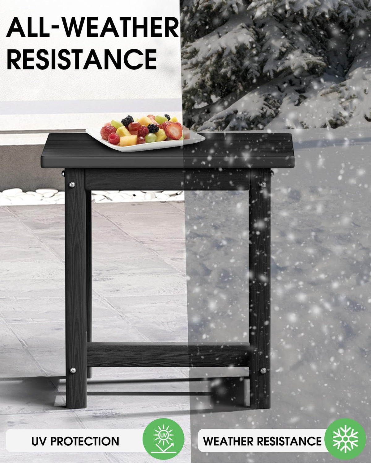 SUUNYN HDPE weather-resistant end table resists rain and sun
