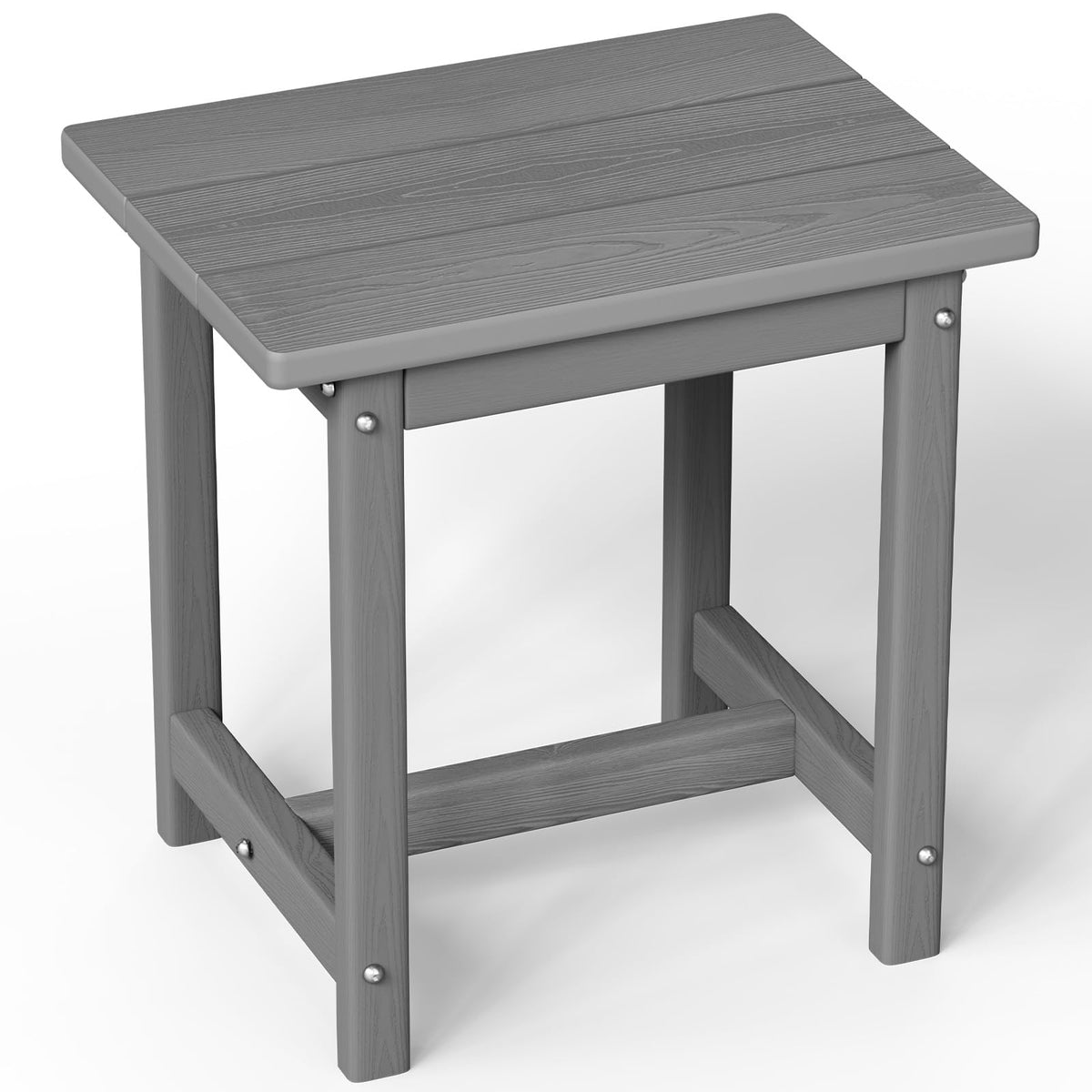 SUUNYN outdoor side table 17-inch grey beside a lounge chair for patio drinks
