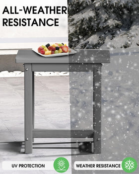 SUUNYN weatherproof patio end table grey by a poolside lounge