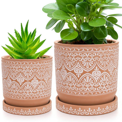 Suwimut terracotta pot 6-inch ideal for herbs and succulents with breathable clay.