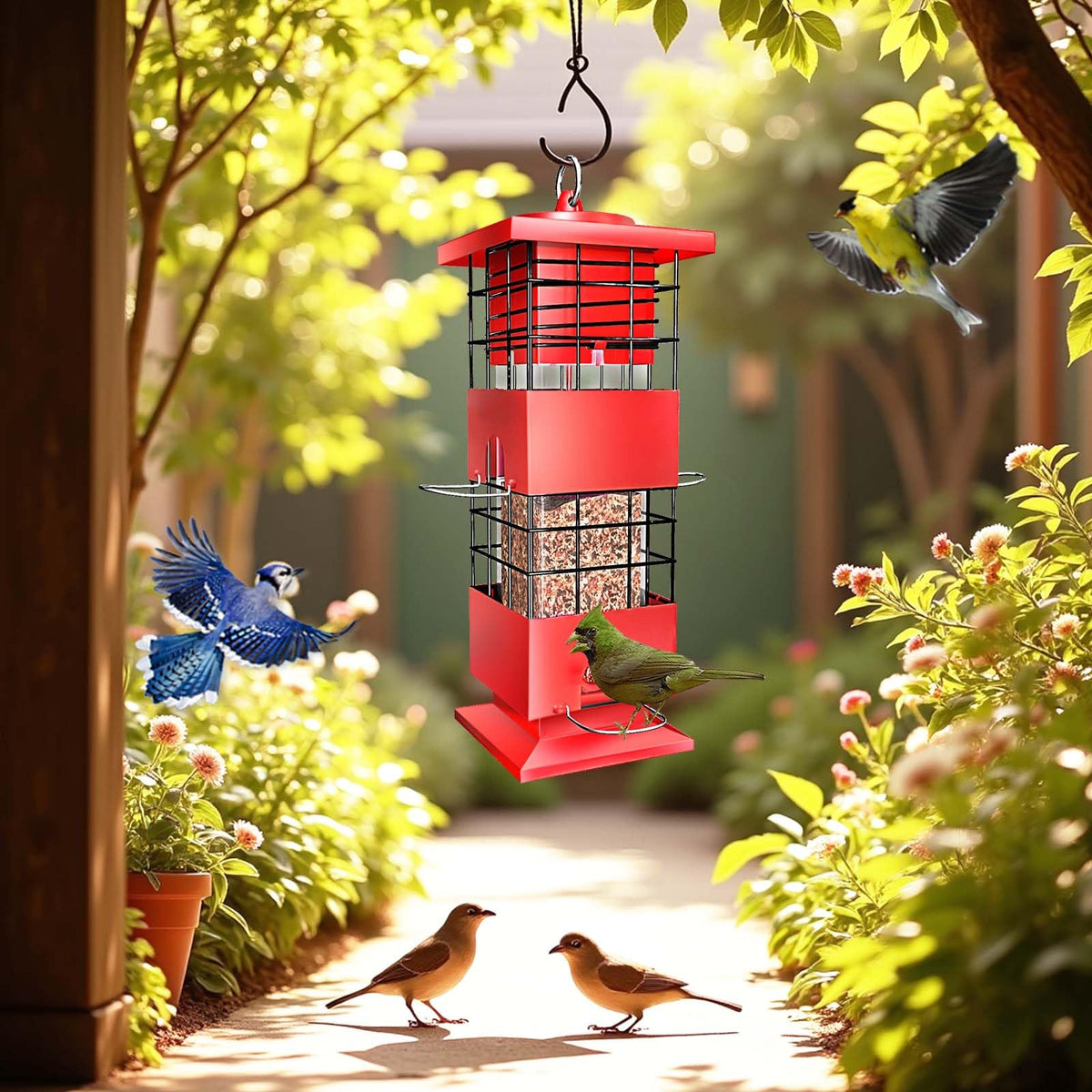 Suwui attracts blue jays, cardinals, and other garden birds.