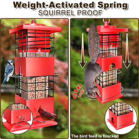 Suwui bird feeder with locking top cover prevents tampering and keeps seeds secure.