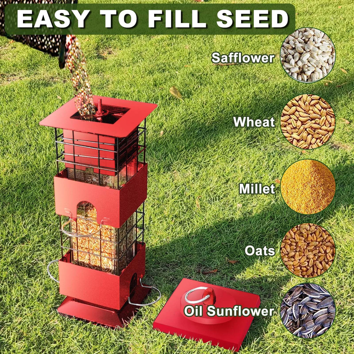 Suwui heavy-duty metal construction withstands weather and wildlife.
