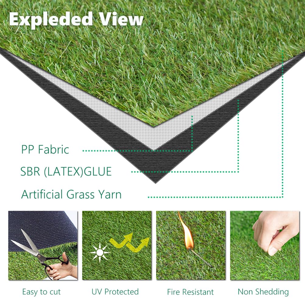 SUWUYUE 20mm thick turf in sunny corner looks lush.