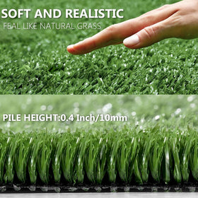 SUWUYUE fake grass with drainage holes drains quickly after rain.