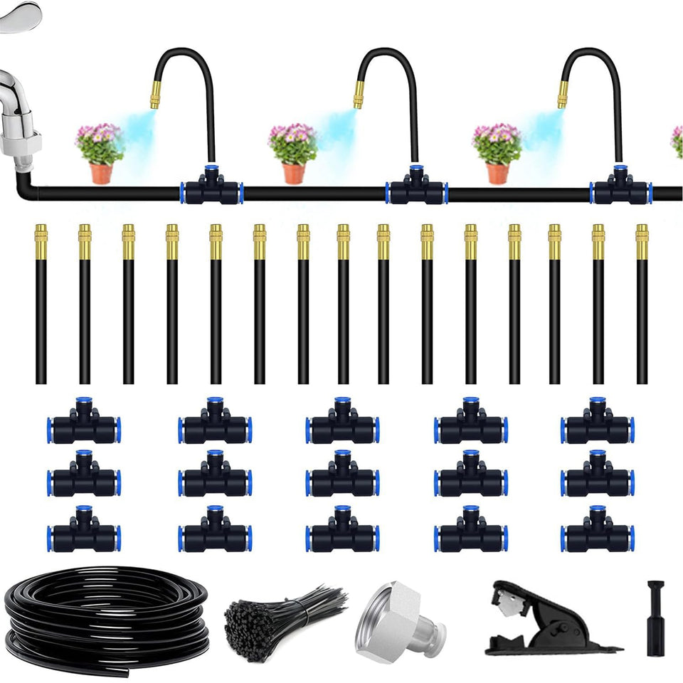 Suyeah drip irrigation kit with 49-21ft tubing for efficient garden watering