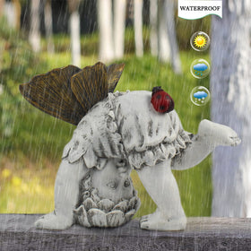 Suyorpe Solar Fairy Garden Statue resin figure stands up to year-round outdoor use