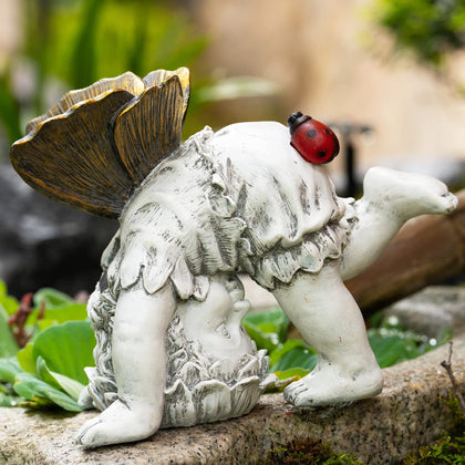 Suyorpe Solar Fairy Garden Statue front view adds whimsical charm to outdoor spaces