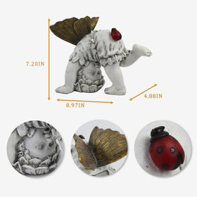 Suyorpe Solar Fairy Garden Statue wings detail highlights delicate resin craftsmanship for garden accents
