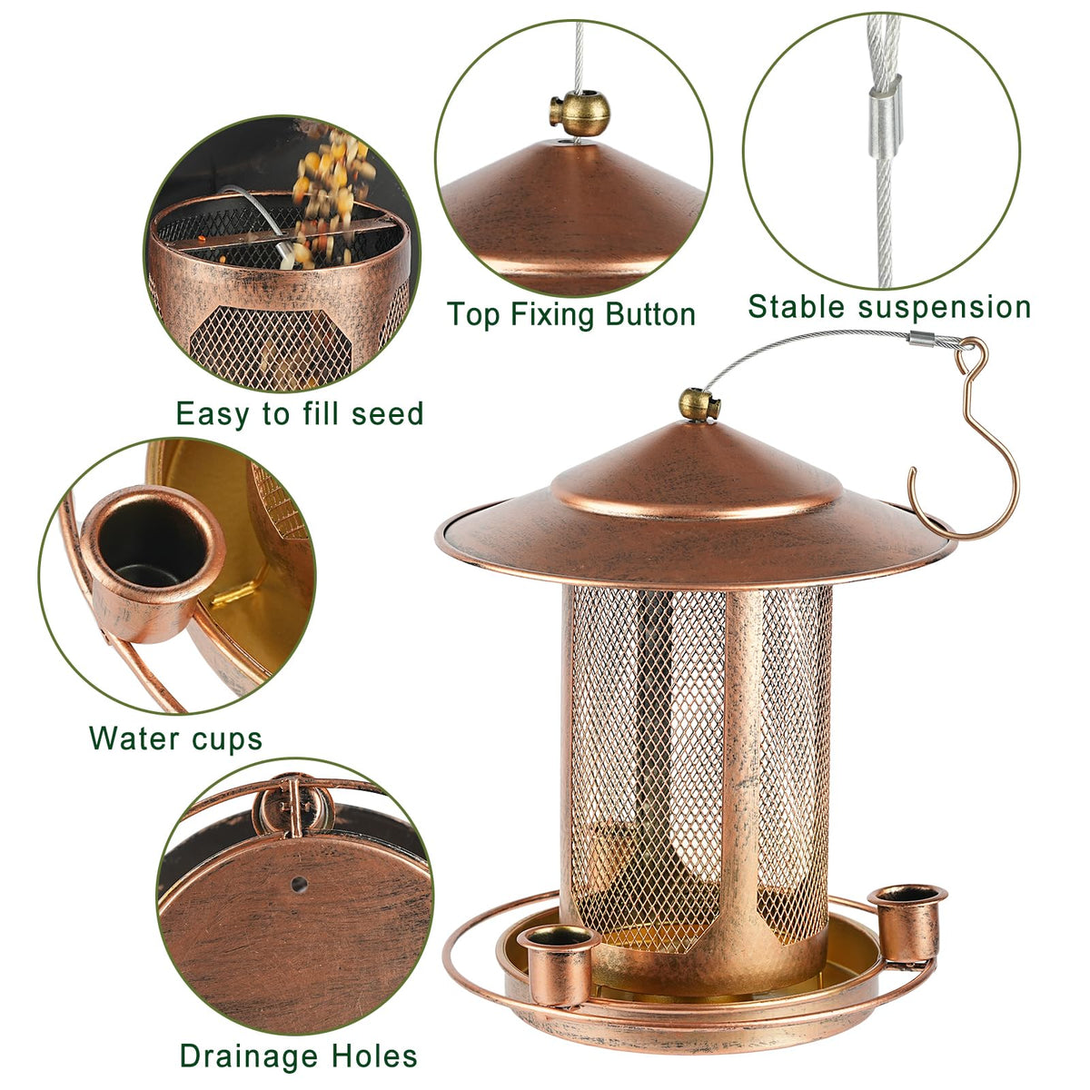 Suyue Y bird feeder with 3 extra ports for diverse feeding options.