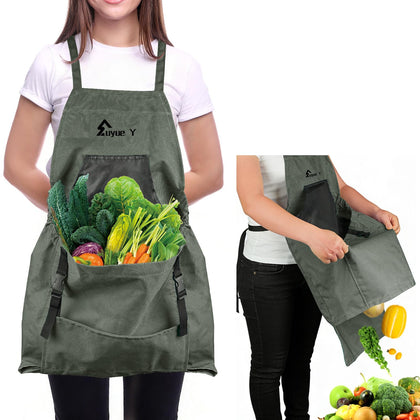 Suyue Y garden apron pocket detailed view: durable storage for tools and gloves.