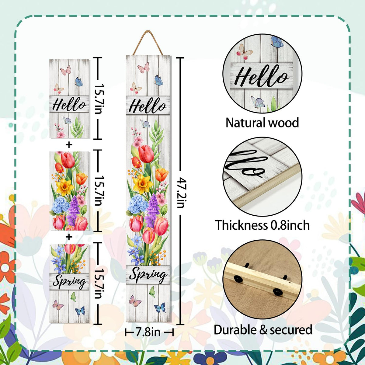 SUZEJHE rustic vertical porch decor adds farmhouse charm outdoors