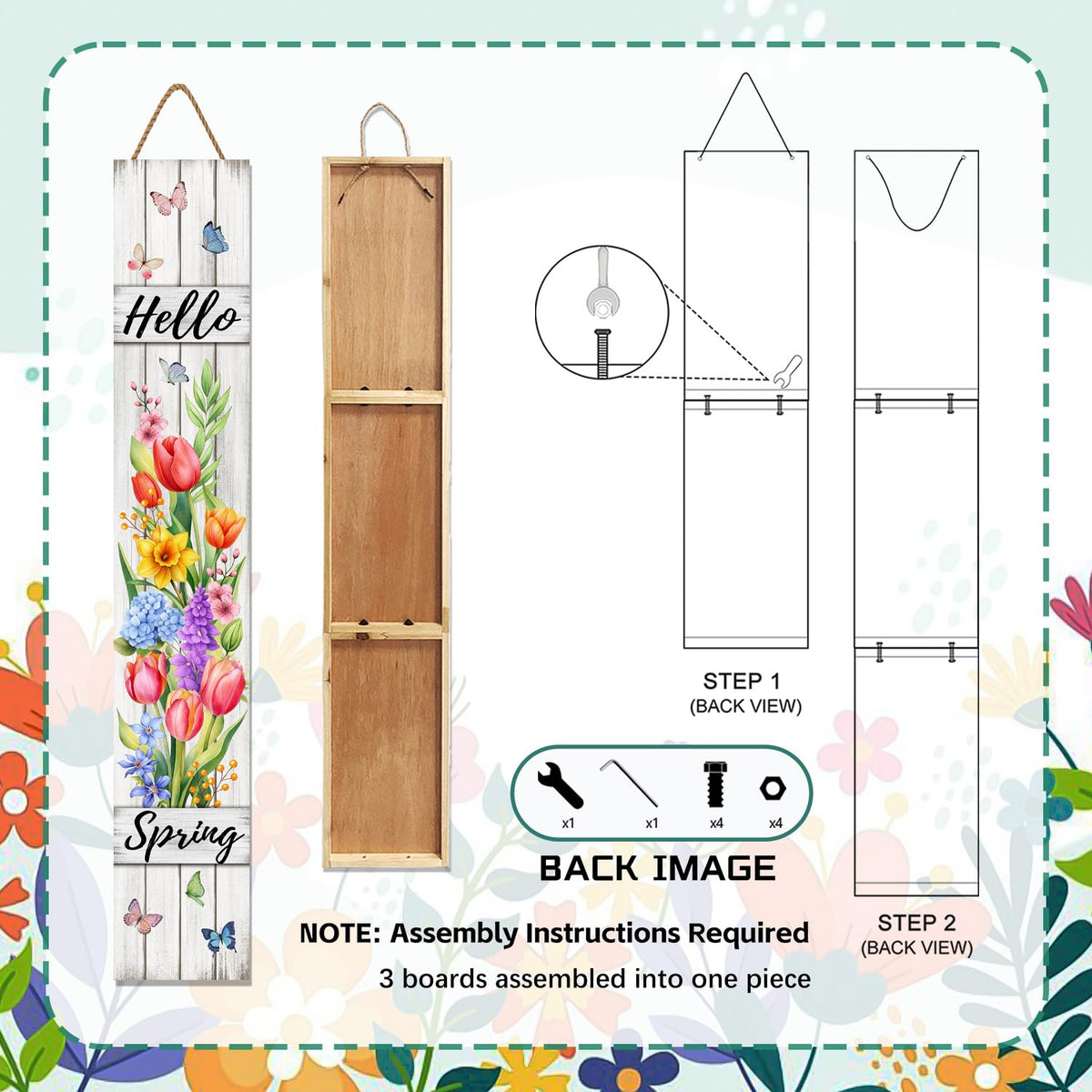 SUZEJHE wood-framed porch sign offers durable indoor-outdoor display