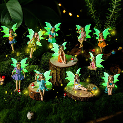 Suzile 11 mini fairies figurines package for garden displays and decor