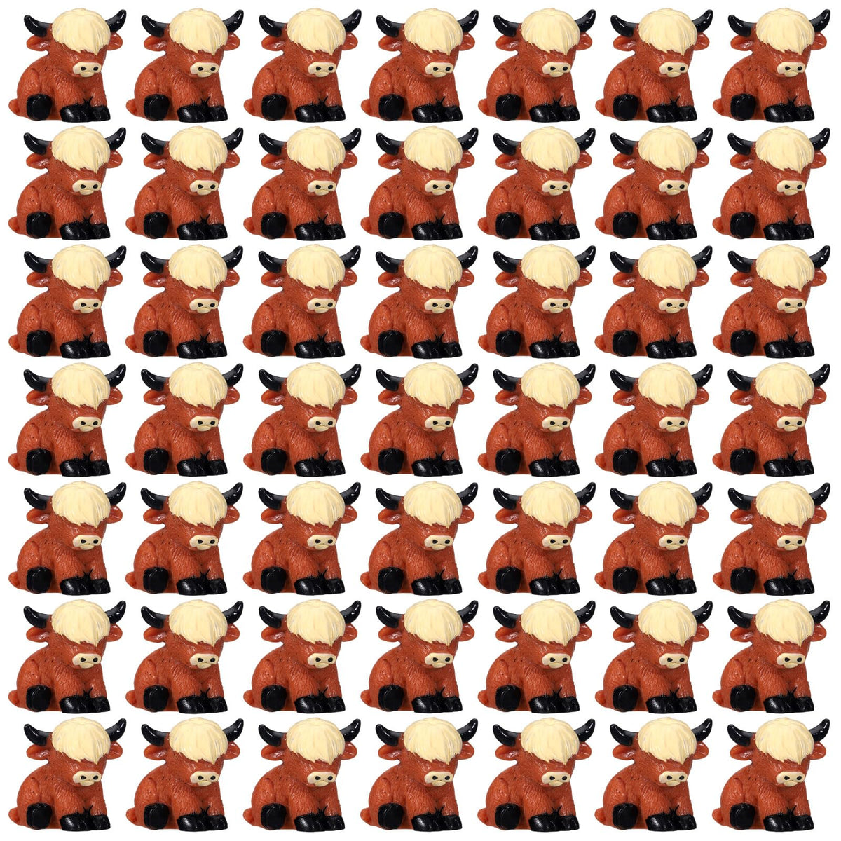 Suzile 50-pcs resin Highland cow figurines pack for versatile indoor decor