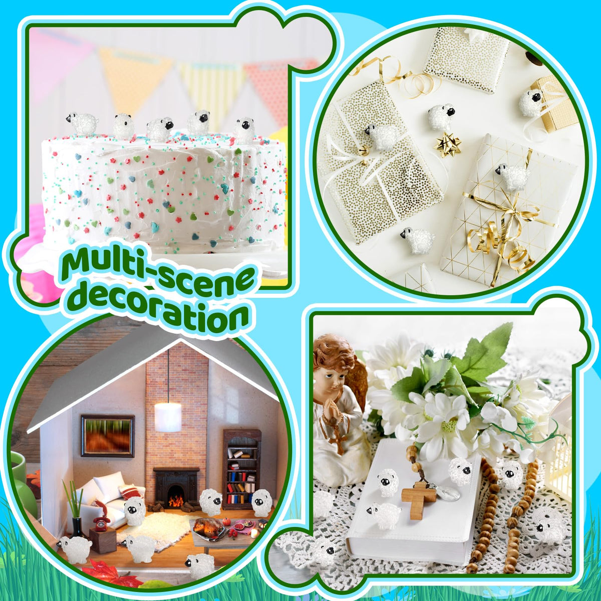 Durable Suzile resin sheep figures for potted plants and mini landscapes