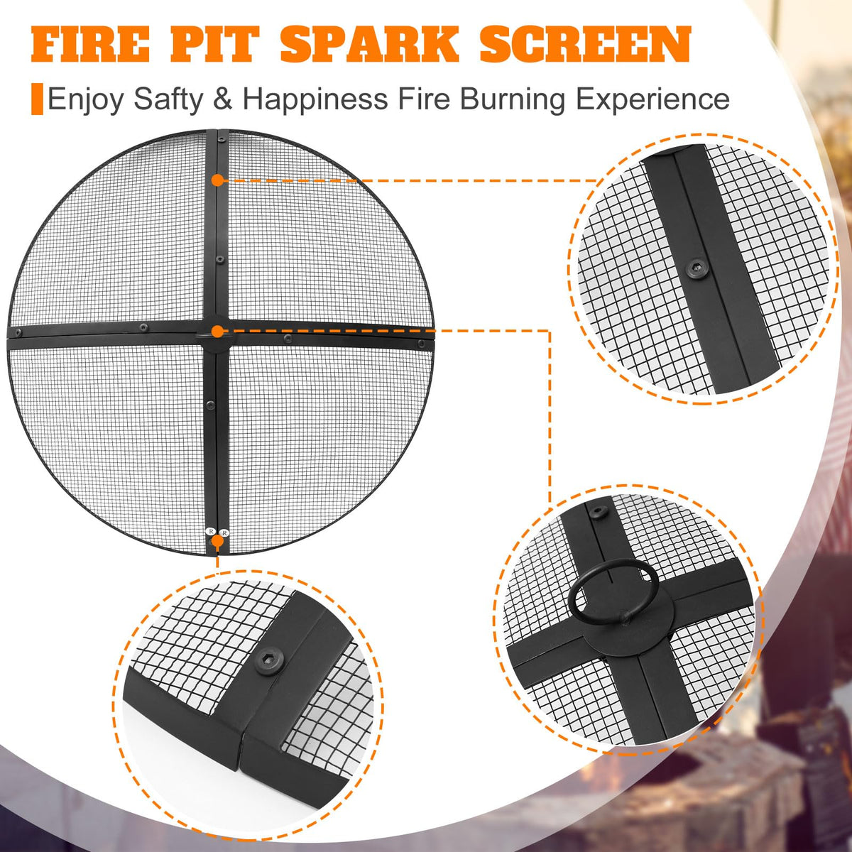 Durable metal fire pit screen designed for long outdoor use by Suzile
