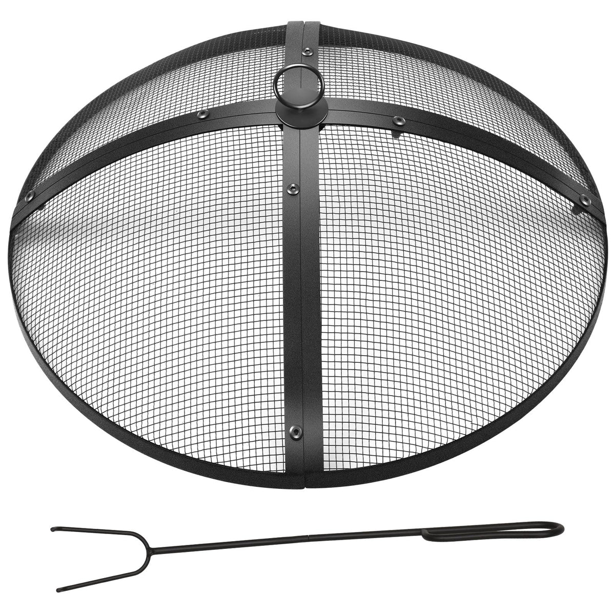Suzile 22-inch fire pit spark screen with handle for safe placement