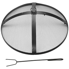 Suzile 22-inch fire pit spark screen with handle for safe placement