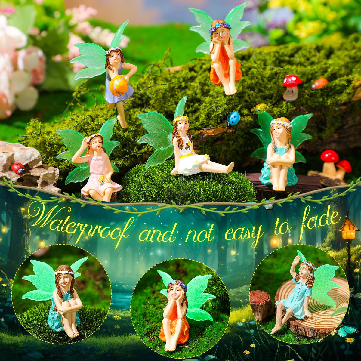 Suzile glowing wings fairy figurines illuminate gardens at night, creating a magical atmosphere and immersive outdoor display