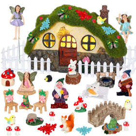 Suzile gnomes and mushrooms charm shaded corners of pots.