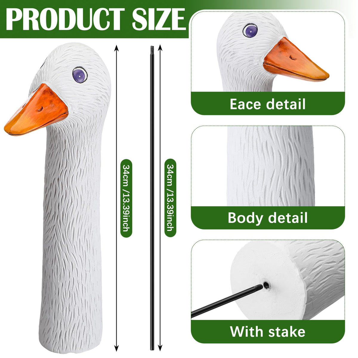 Suzile goose garden stake white and yellow colors brighten the lawn.