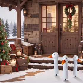 Suzile goose neck garden ornament pops up for playful focal point.