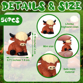 Suzile Highland cow miniature design closeup highlights cute details for crafts
