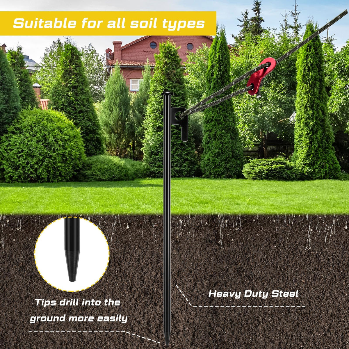 Suzile nylon straps distribute pressure, protecting bark during staking.