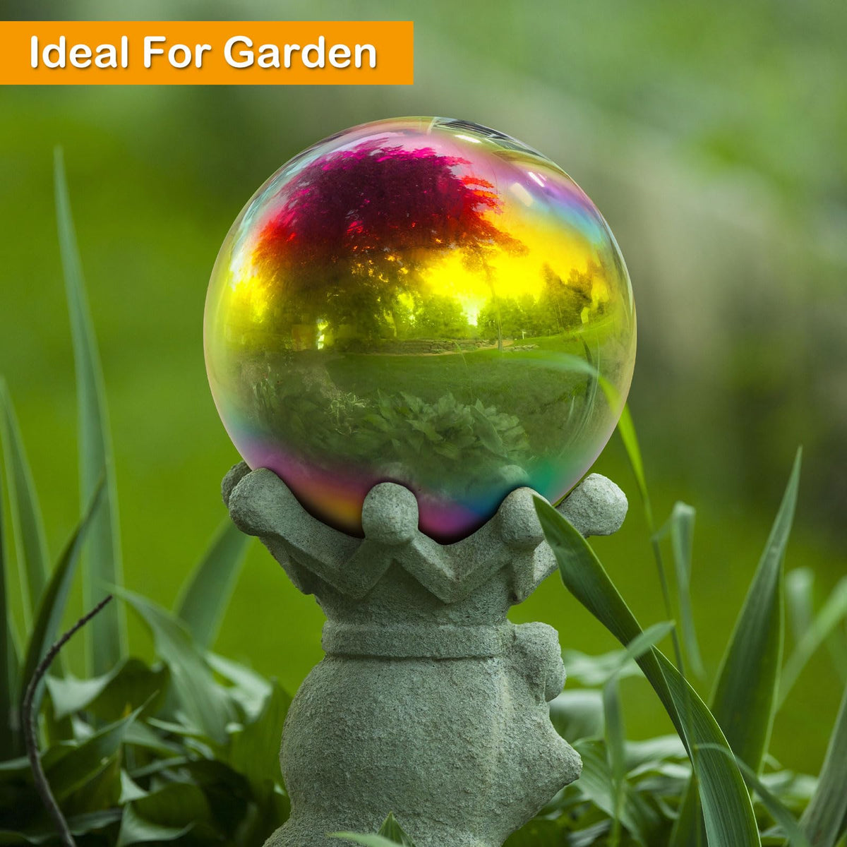 Suzile pond and lawn gazing ball creates visual interest and photography props outside.